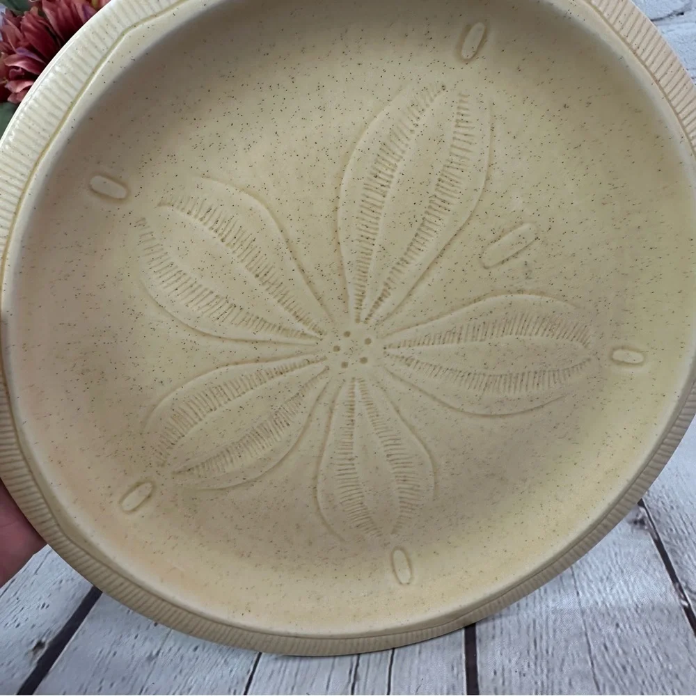 vtg Franciscan Sea Sculptures Sand dinner plate 2pc sand Dollar design beach